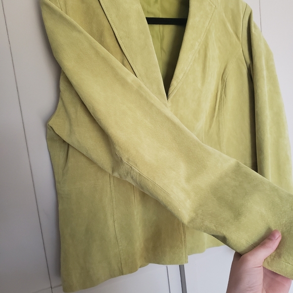 Relativity 100% Suede lime green citrine blazer XL - Picture 4 of 9